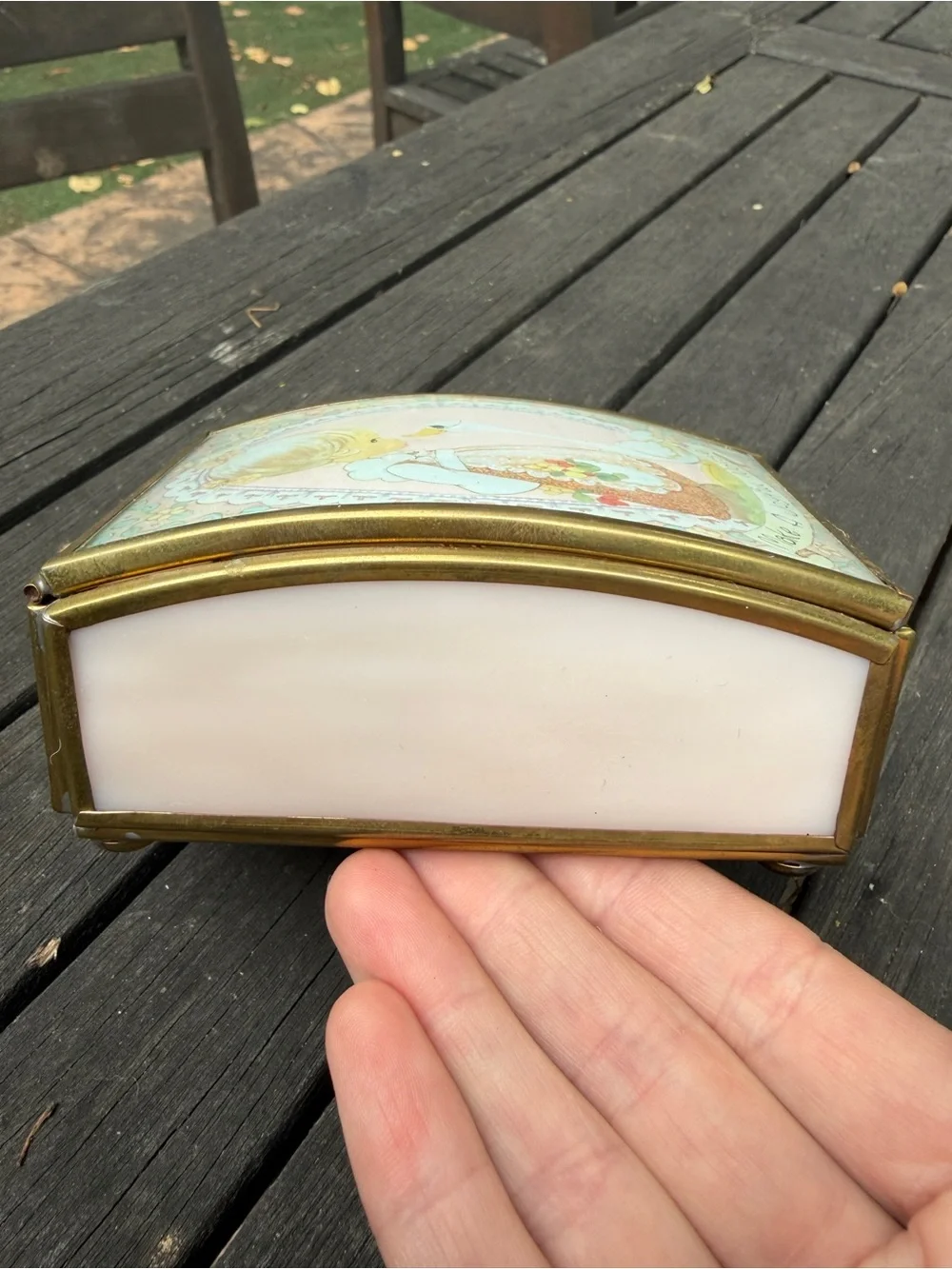 Vintage 1992 Precious Moments Brass Stained Glass Box Style